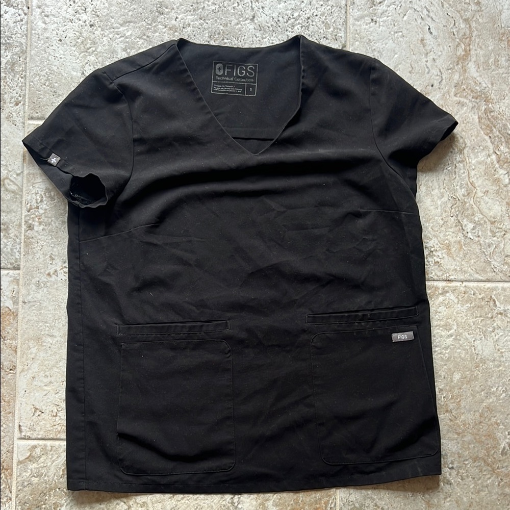 Figs Black Crew Neck T-Shirt Casual Essential
